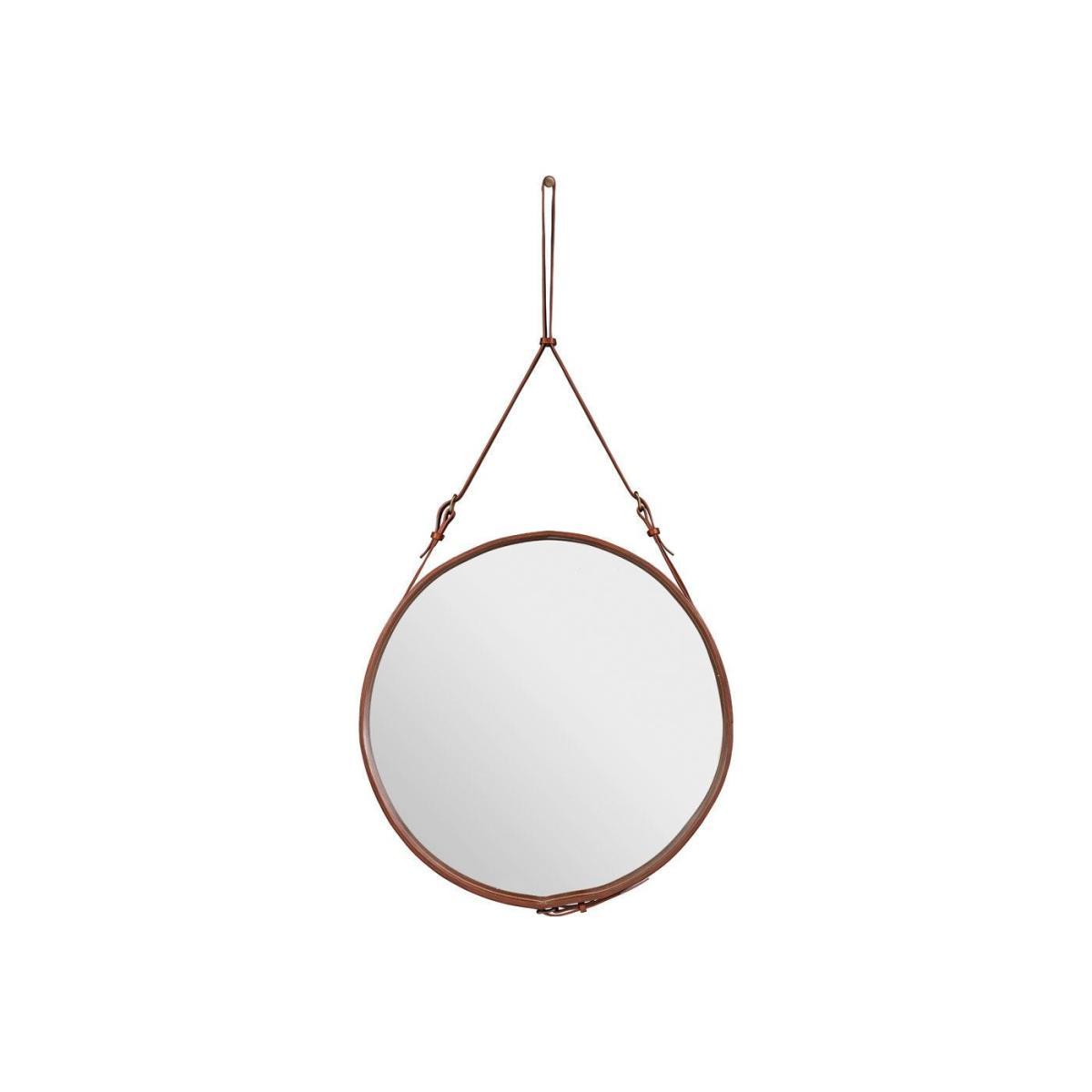 Gubi Adnet Wall Mirror Large Tan Leather - Heal's UK Furniture – image 2