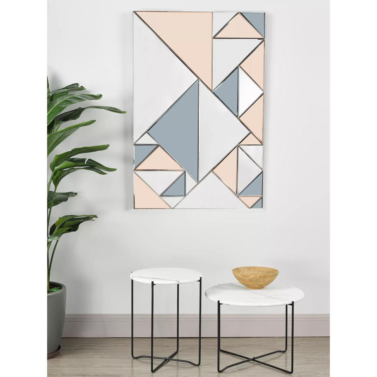 Där Ephesus Geometric Rectangular Wall Mirror, 120 x 80cm, Rose Gold/Smoke Grey – image 3
