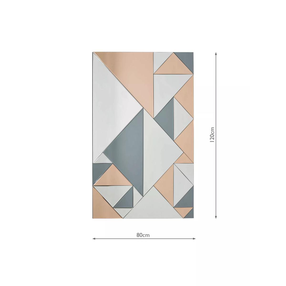 Där Ephesus Geometric Rectangular Wall Mirror, 120 x 80cm, Rose Gold/Smoke Grey – image 4