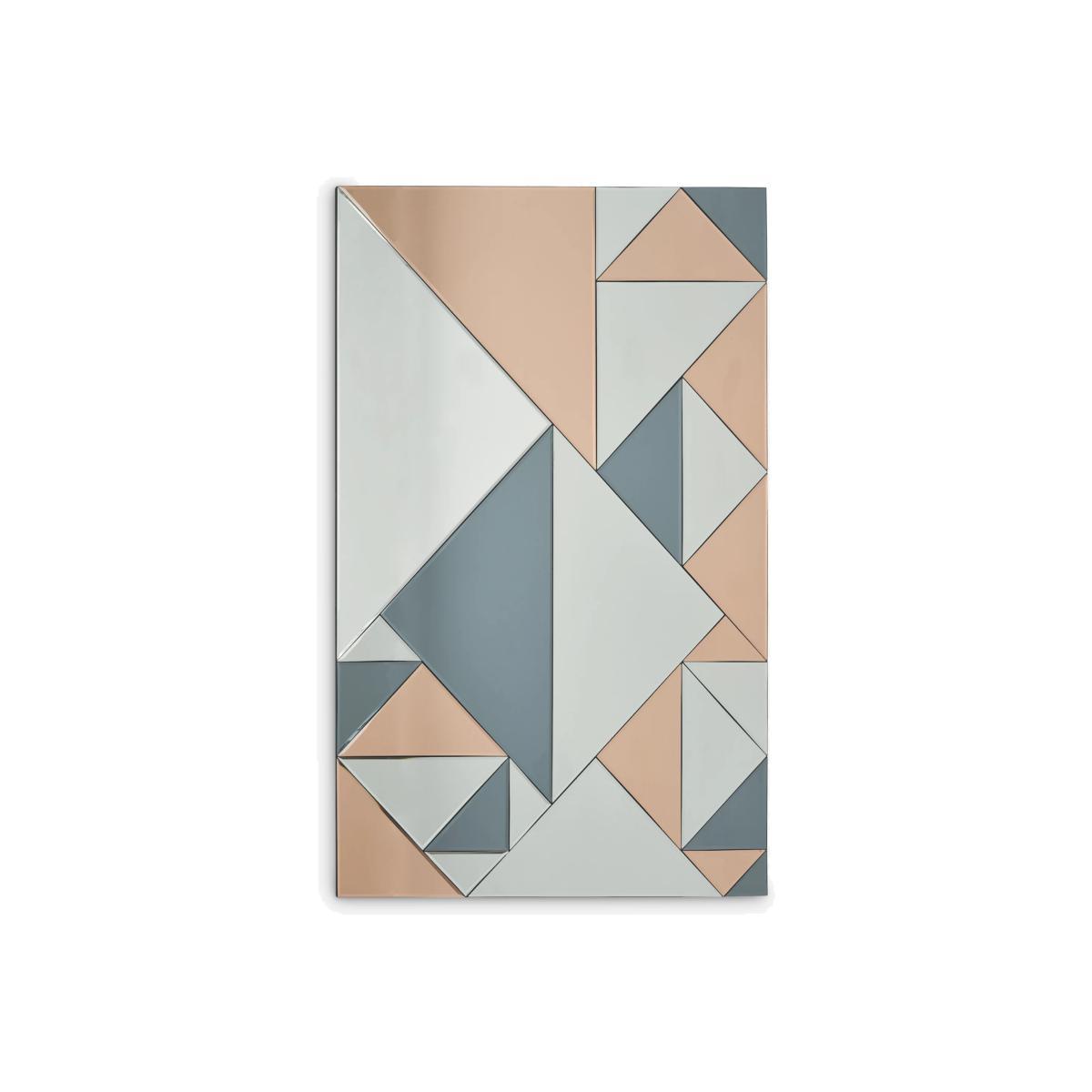 Där Ephesus Geometric Rectangular Wall Mirror, 120 x 80cm, Rose Gold/Smoke Grey – image 1