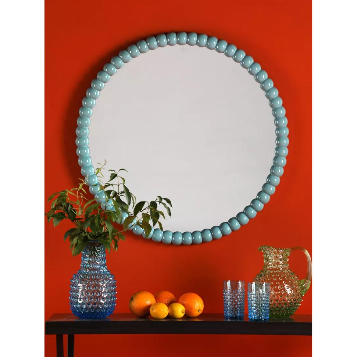 Där Ruan Bobbin Round Wood Frame Wall Mirror, 70cm – image 5