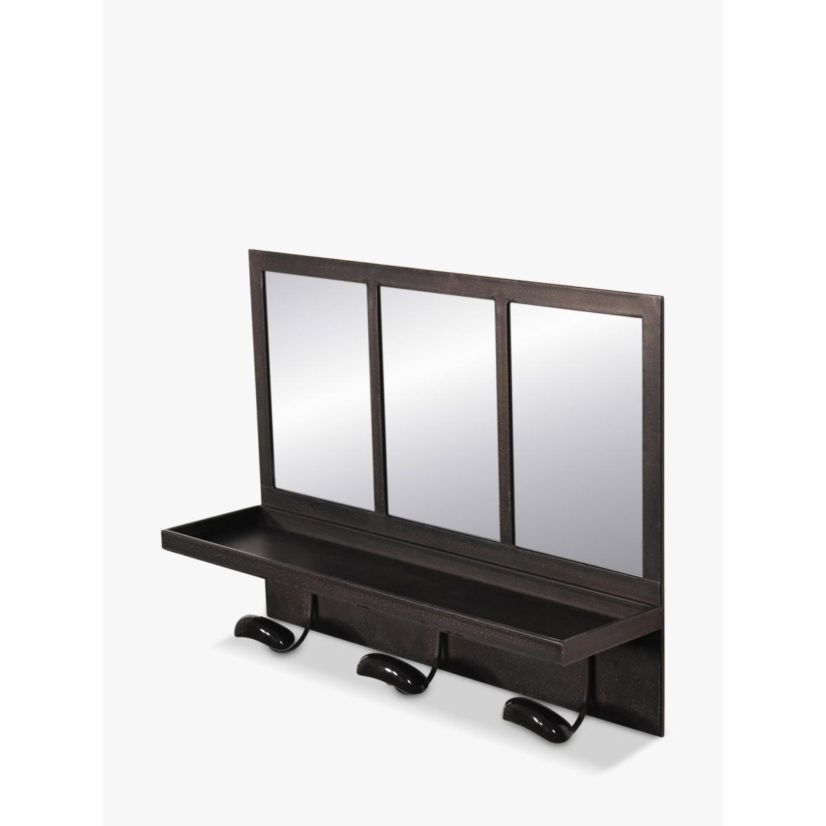 One.World Fairfield Metal Shelf & Hooks Wall Mirror, 39.5 x 51cm, Black – image 2