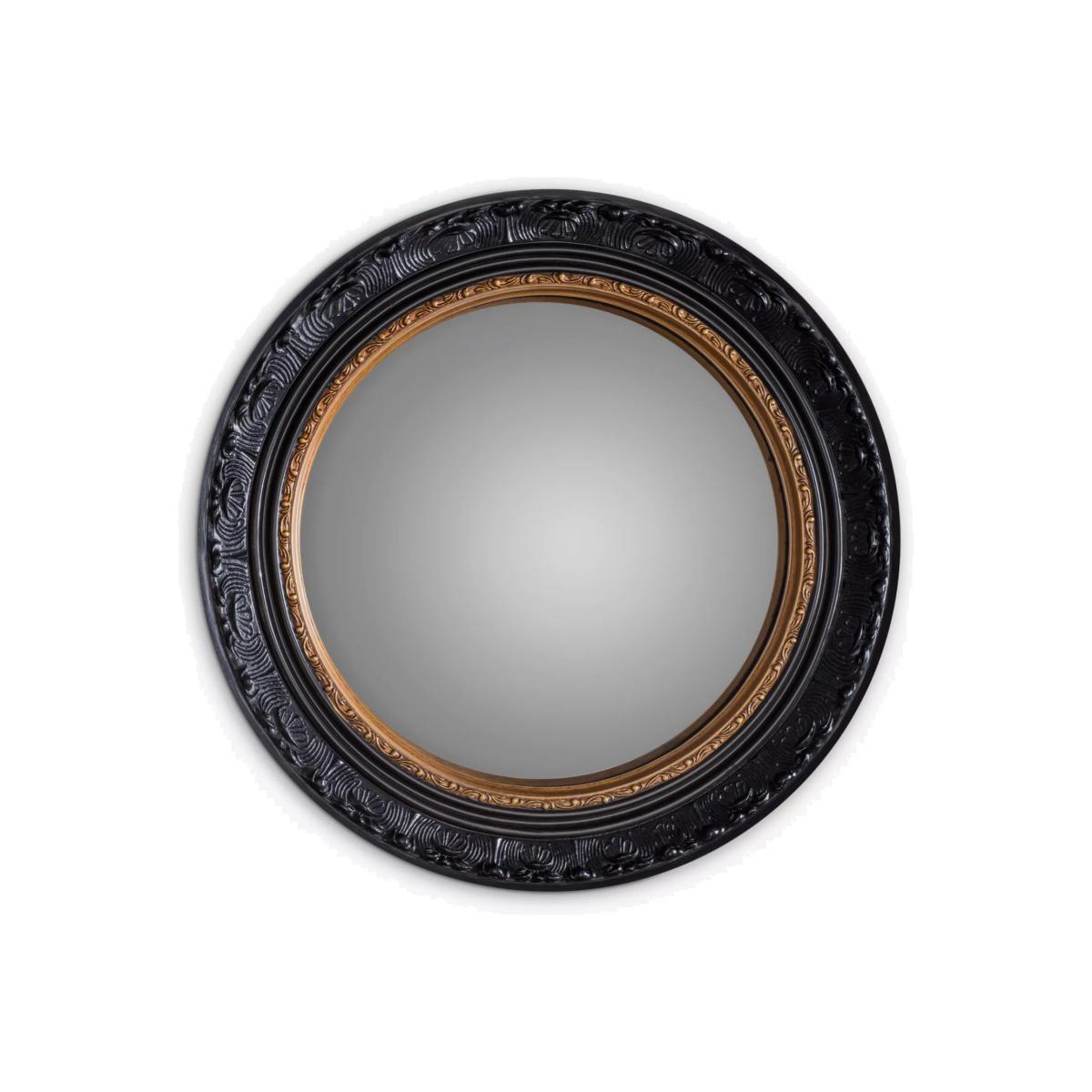 Langford Round Decorative Wood Frame Convex Mirror, 51cm, Black/Gold – image 1