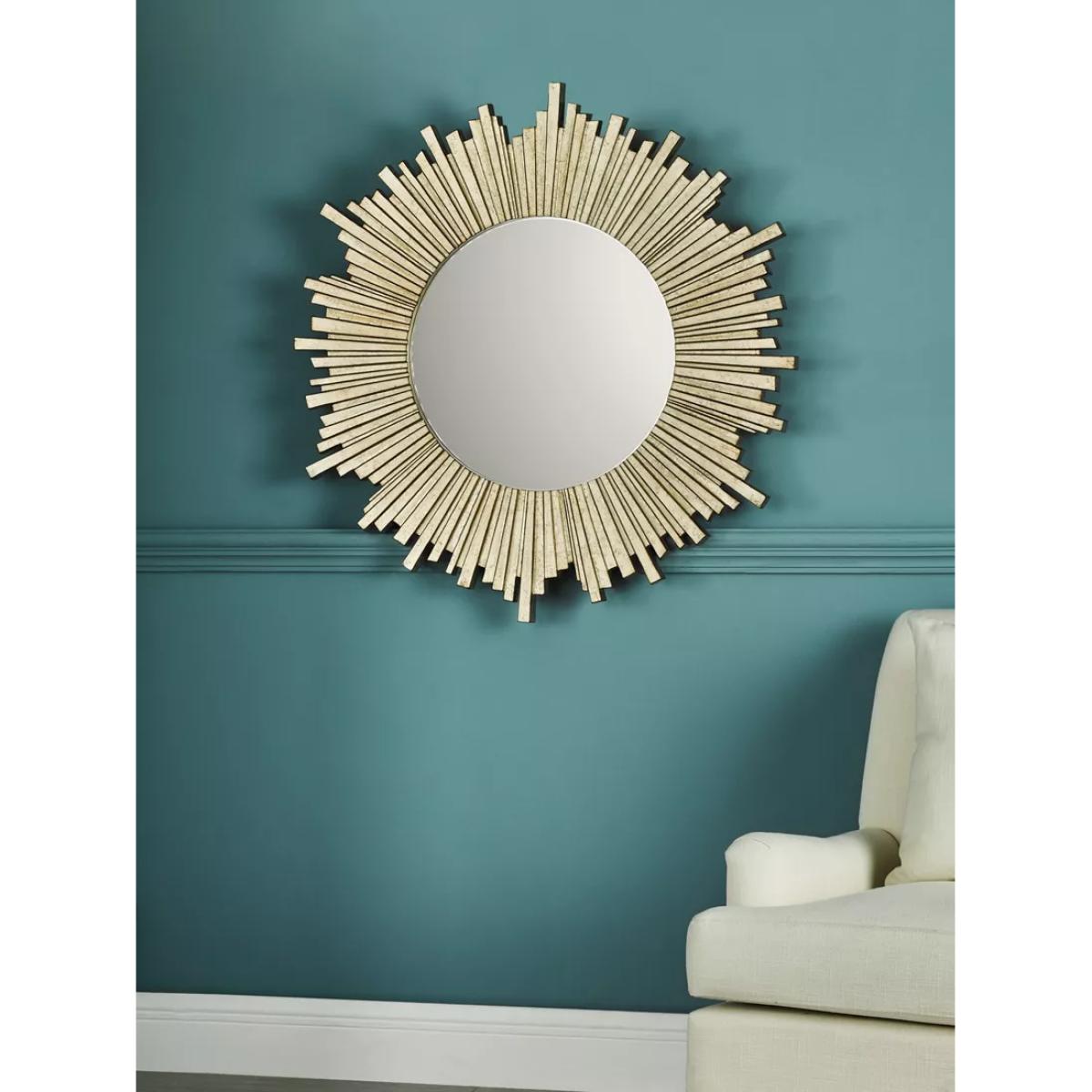 Laura Ashley Lovell Radial Round Wall Mirror, 99cm, Champagne – image 2