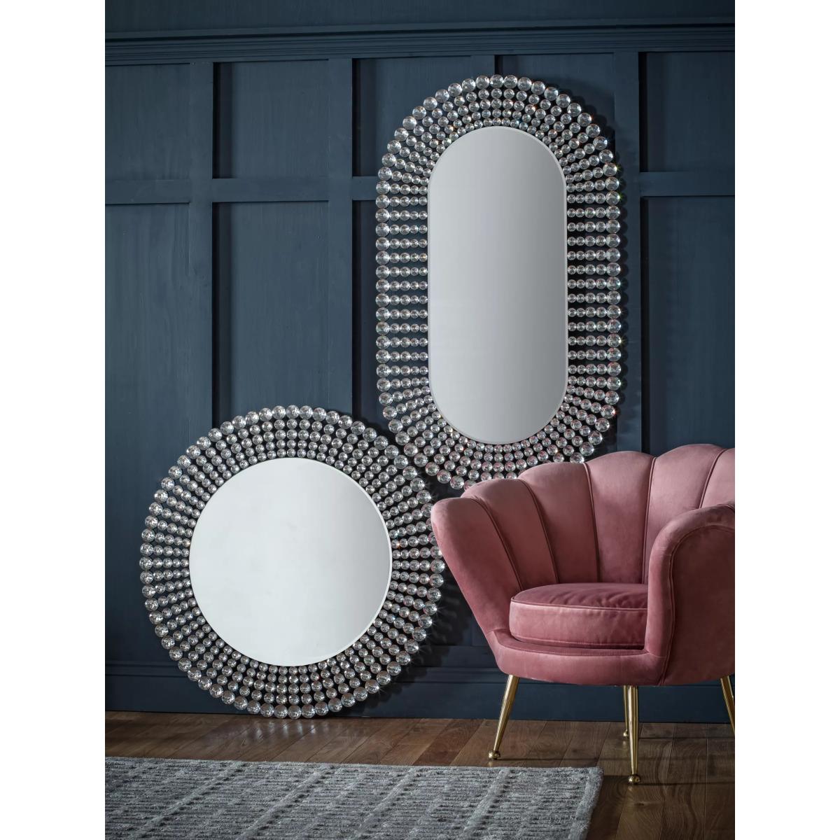 Crystal Frame Decorative Round Wall Mirror, 90cm – image 5
