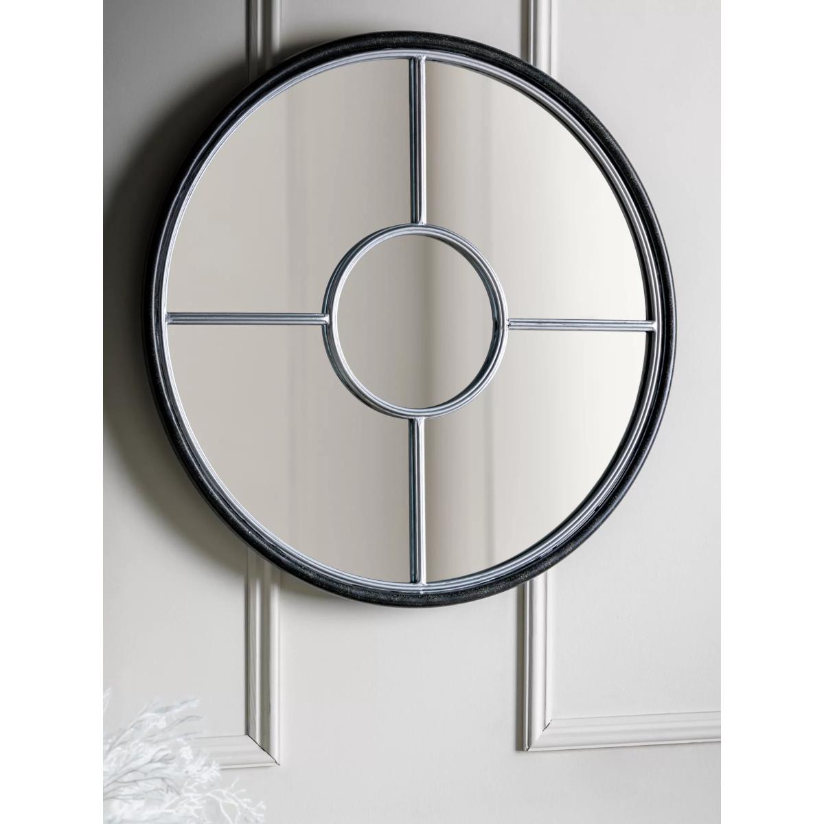 Gallery Direct Compton Round Metal Frame Window Wall Mirror – image 3