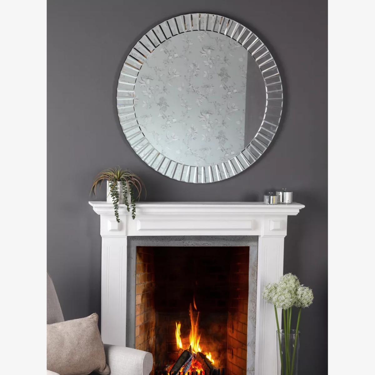 Laura Ashley Capri Bevelled Glass Round Wall Mirror, Clear – image 1