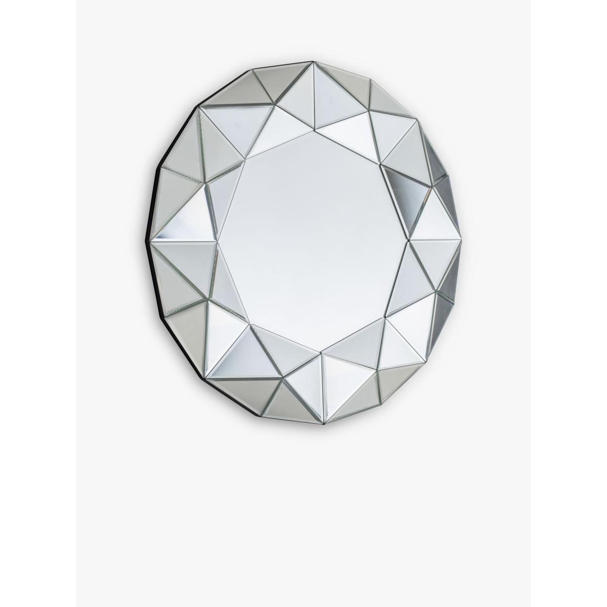 Angled Glass Panels Round Wall Mirror, 70cm, Clear – image 2