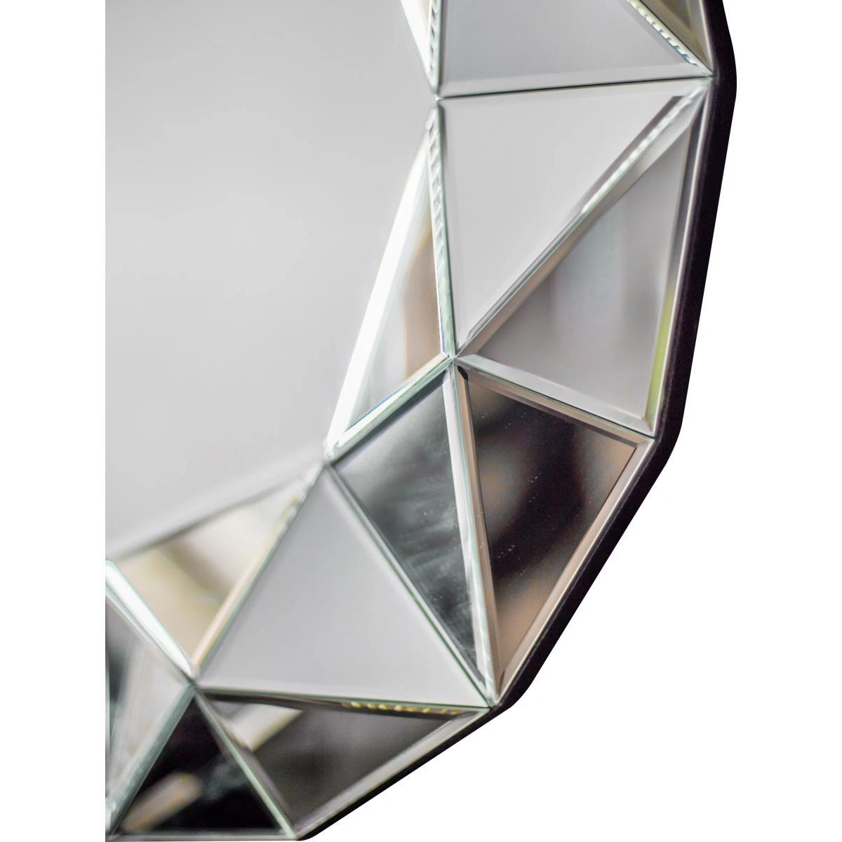 Angled Glass Panels Round Wall Mirror, 70cm, Clear – image 3