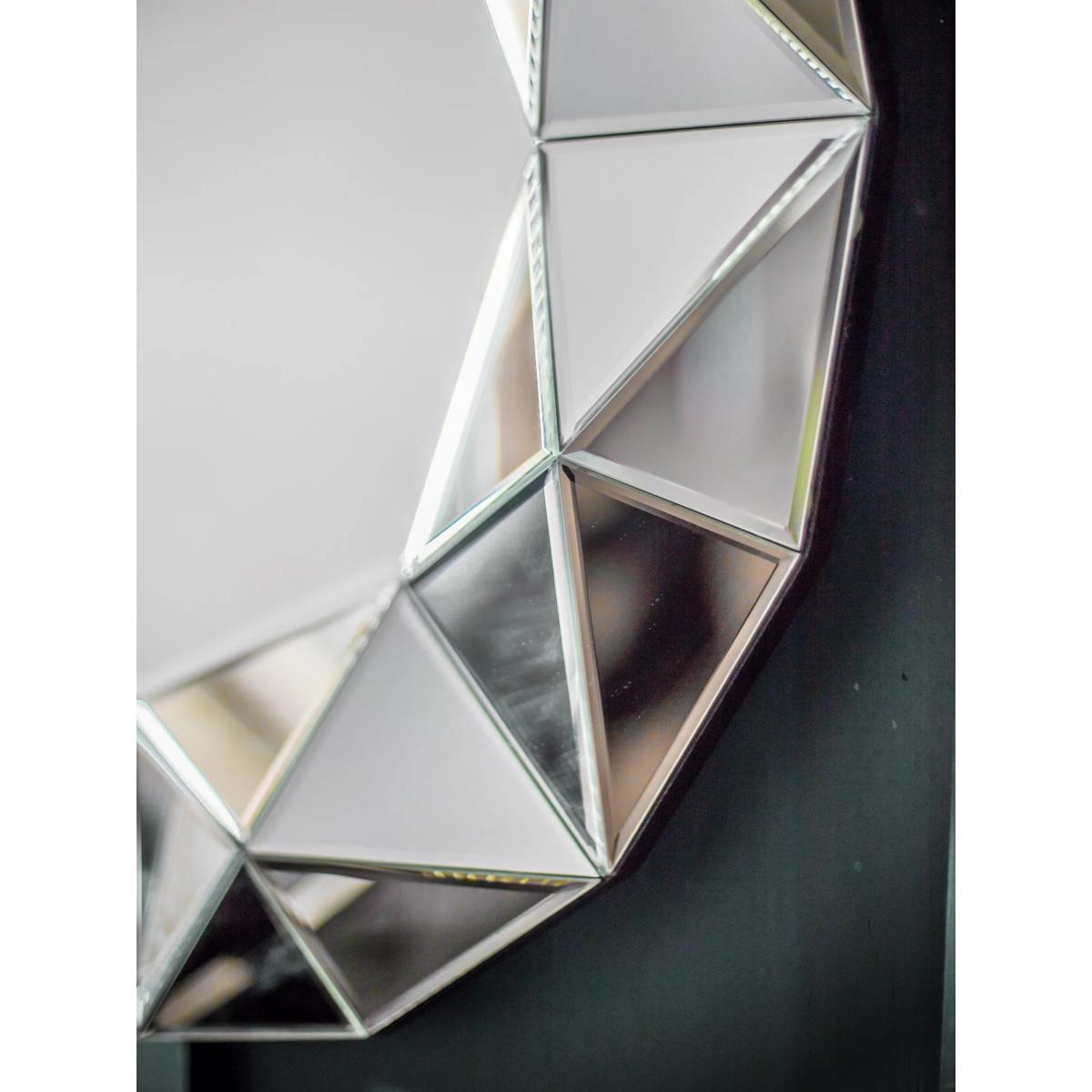 Angled Glass Panels Round Wall Mirror, 70cm, Clear – image 6