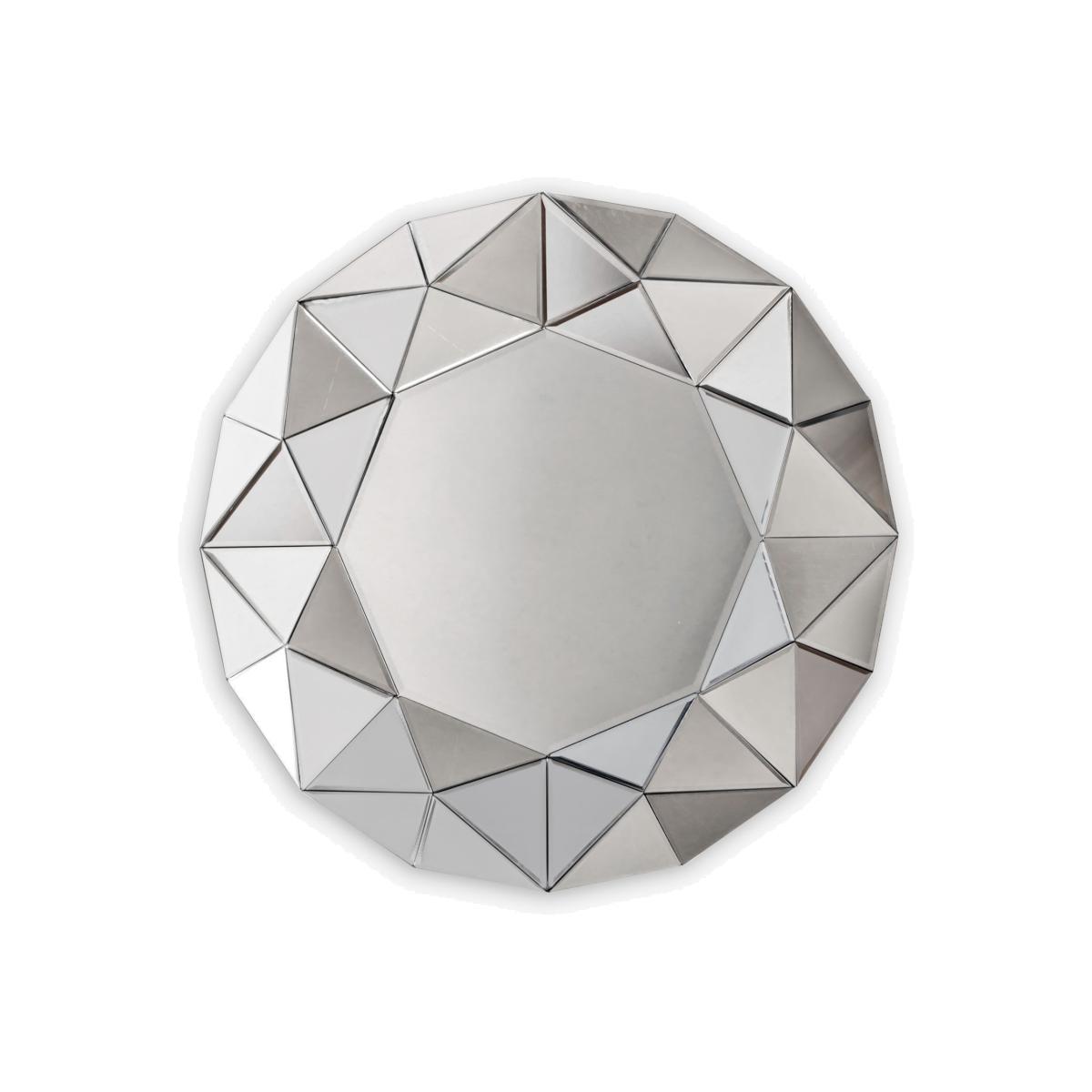 Angled Glass Panels Round Wall Mirror, 70cm, Clear – image 1