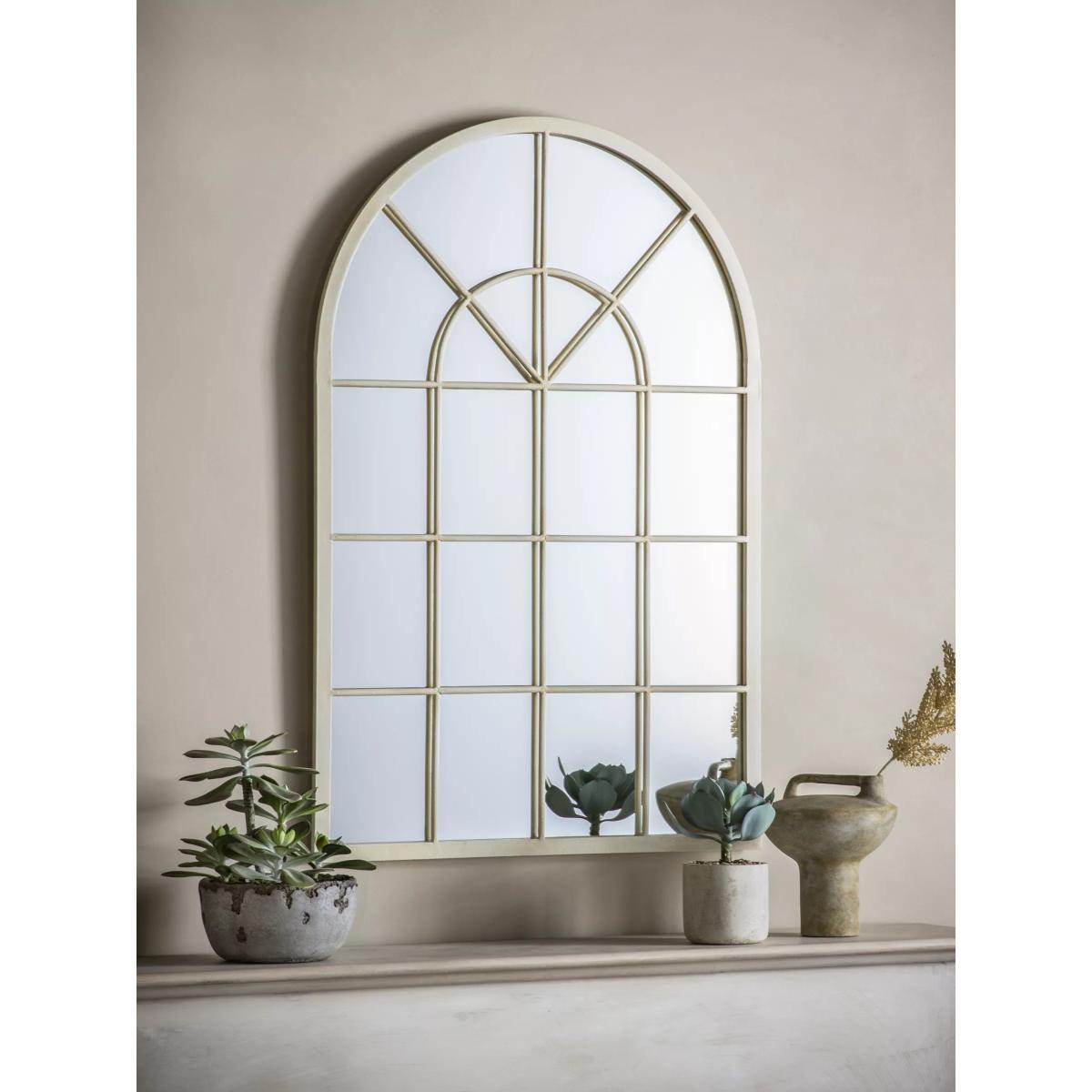 John Lewis & Partners Arched Metal Frame Window Mirror, 90 x 60cm, Cream – image 3