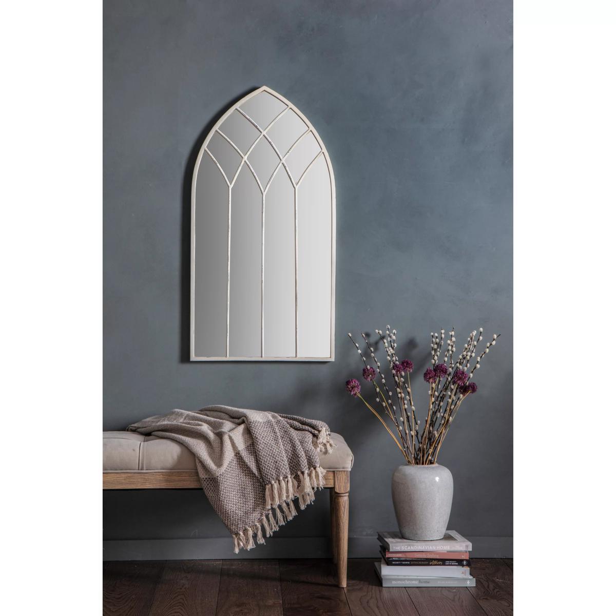 Baptiste Arched Mirror, 95 x 50cm, Cream – image 5