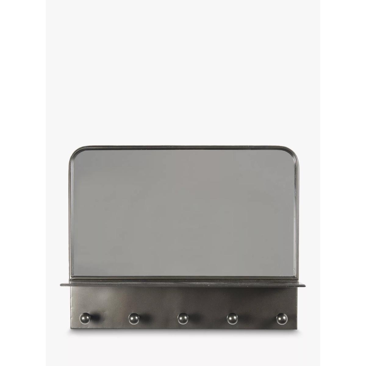 One.World Granville Metal Shelf & Hooks Wall Mirror, 48 x 68cm, Grey – image 2