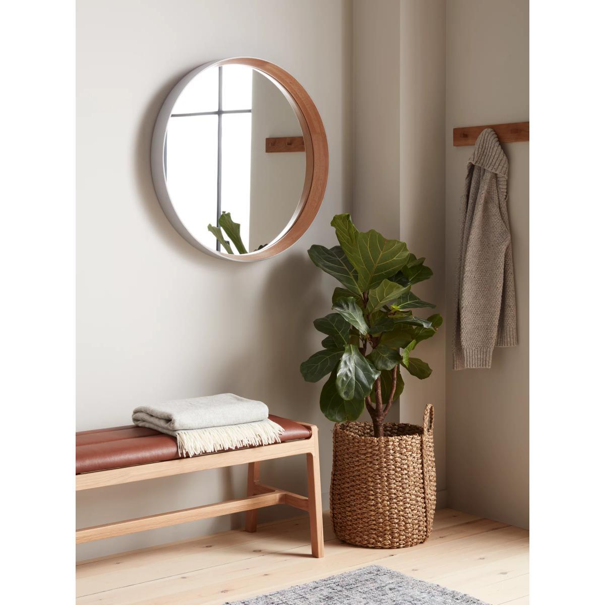 John Lewis & Partners Savina Wood Framed Round Mirror, Dia.75cm, Oak/Grey – image 4