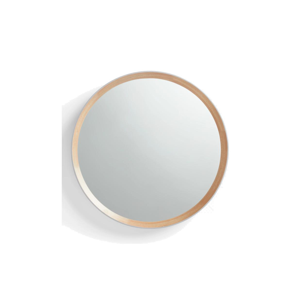 John Lewis & Partners Savina Wood Framed Round Mirror, Dia.75cm, Oak/Grey – image 1