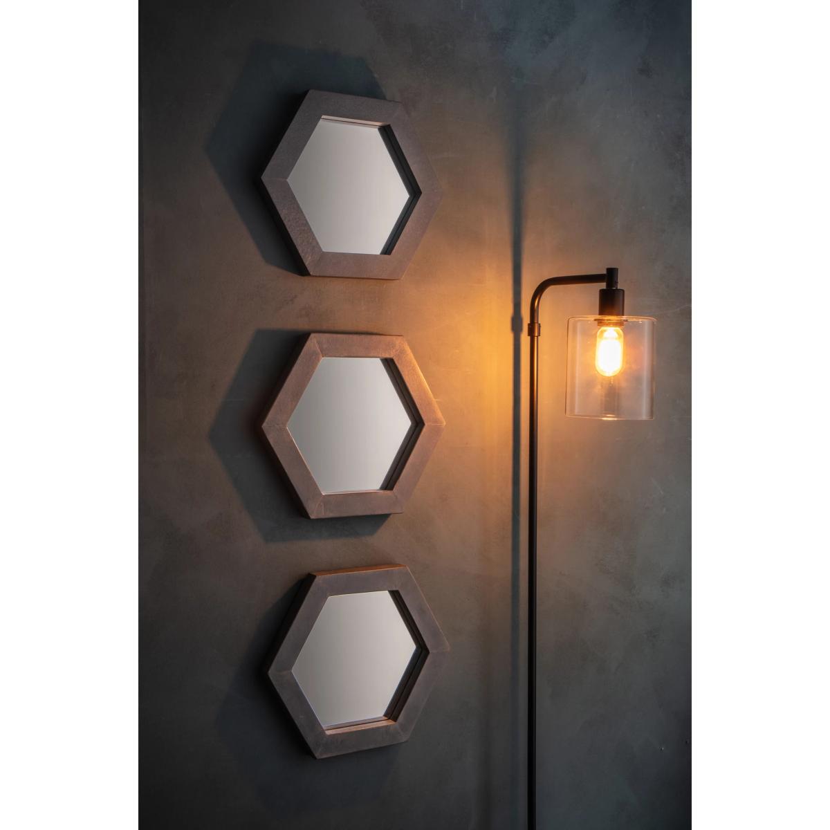 Trey Trio Hexagonal Mirrors, 36 x 31cm, Grey, Set of 3 – image 5
