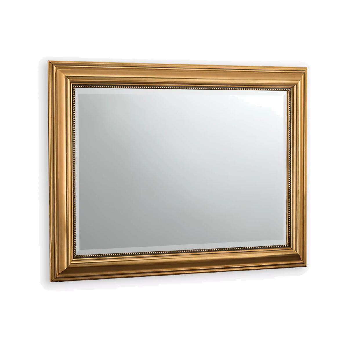 Ribbed Beaded Frame Rectangular Wall Mirror, 94 x 69cm, Gold – image 1