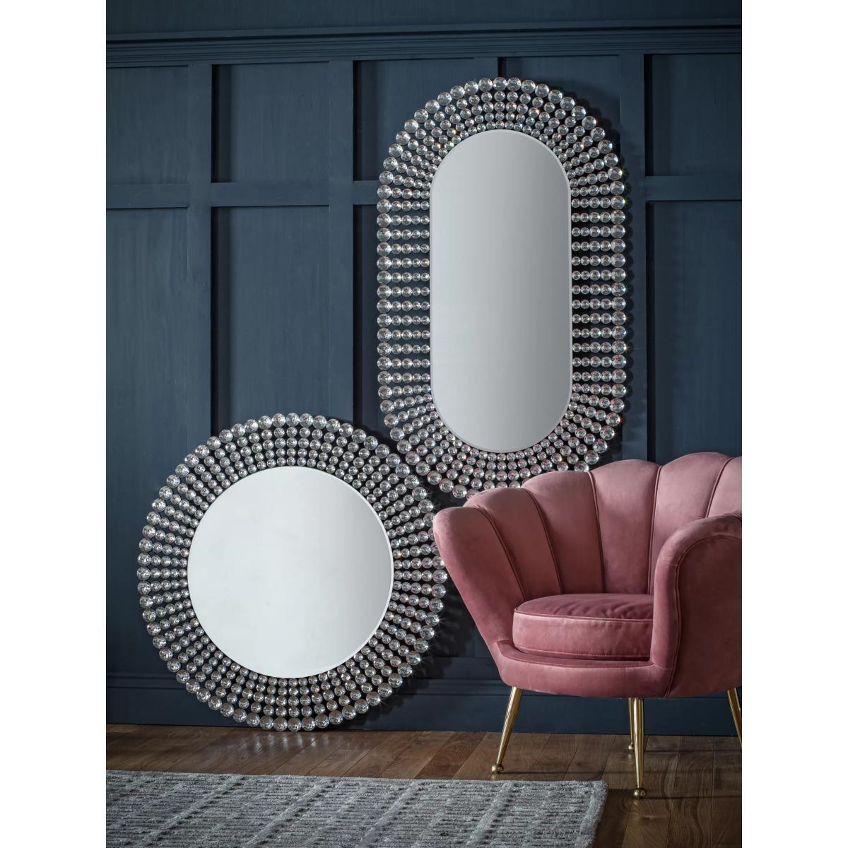 Crystal Frame Decorative Oval Wall Mirror, 121 x 70cm – image 5