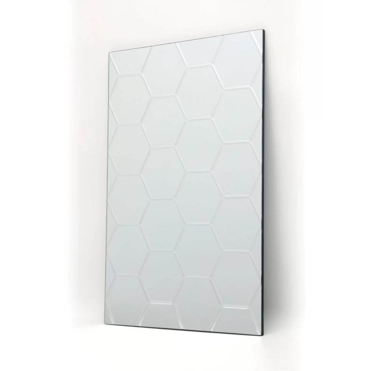 Där Lezana Rectangular Honeycomb Glass Wall Mirror, 90 x 60cm, Clear – image 2