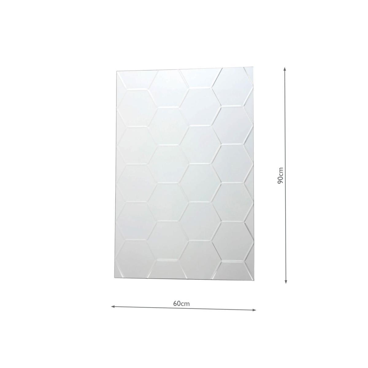 Där Lezana Rectangular Honeycomb Glass Wall Mirror, 90 x 60cm, Clear – image 6