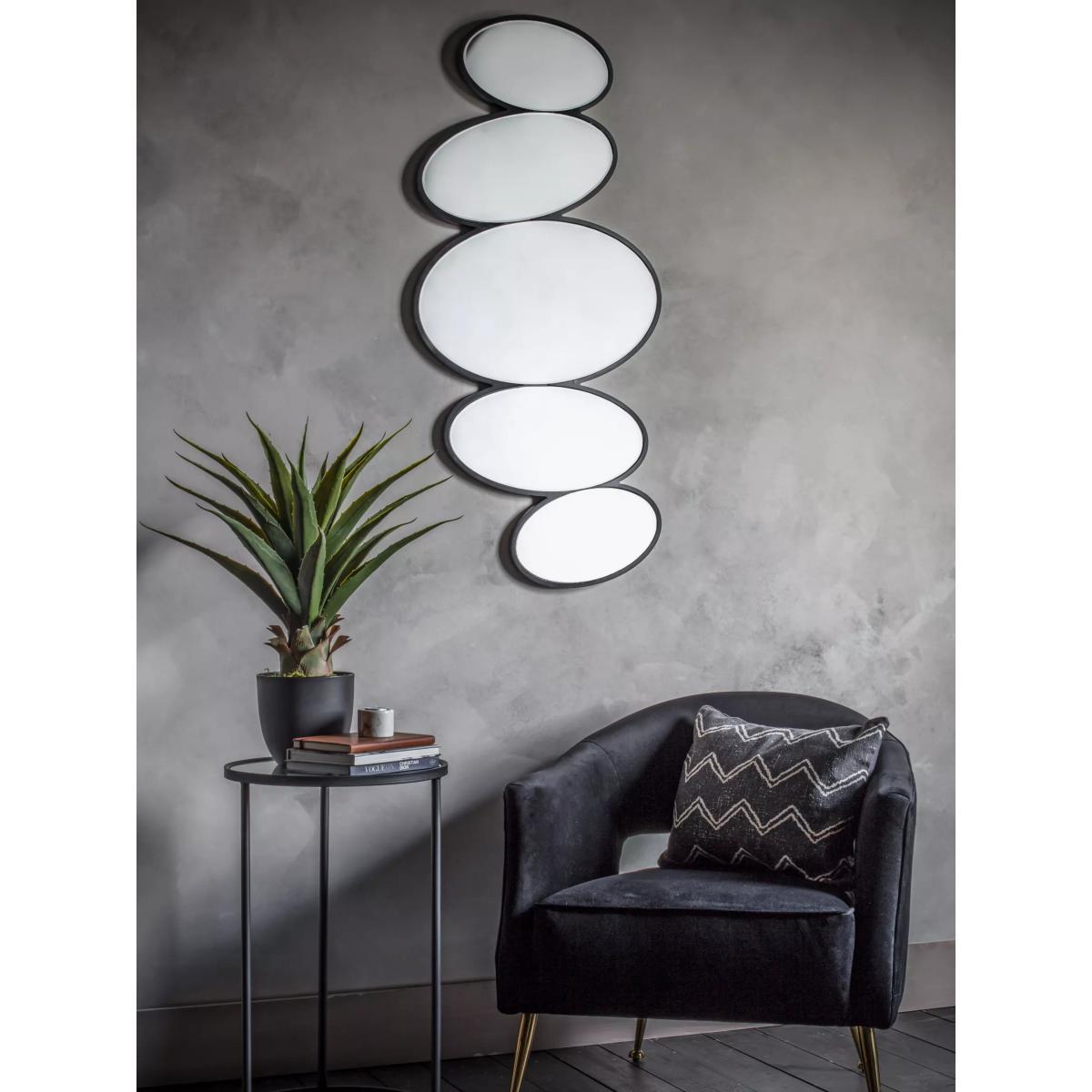 Pebble Stack Abstract Wall Mirror, 118 x 54cm, Black – image 5