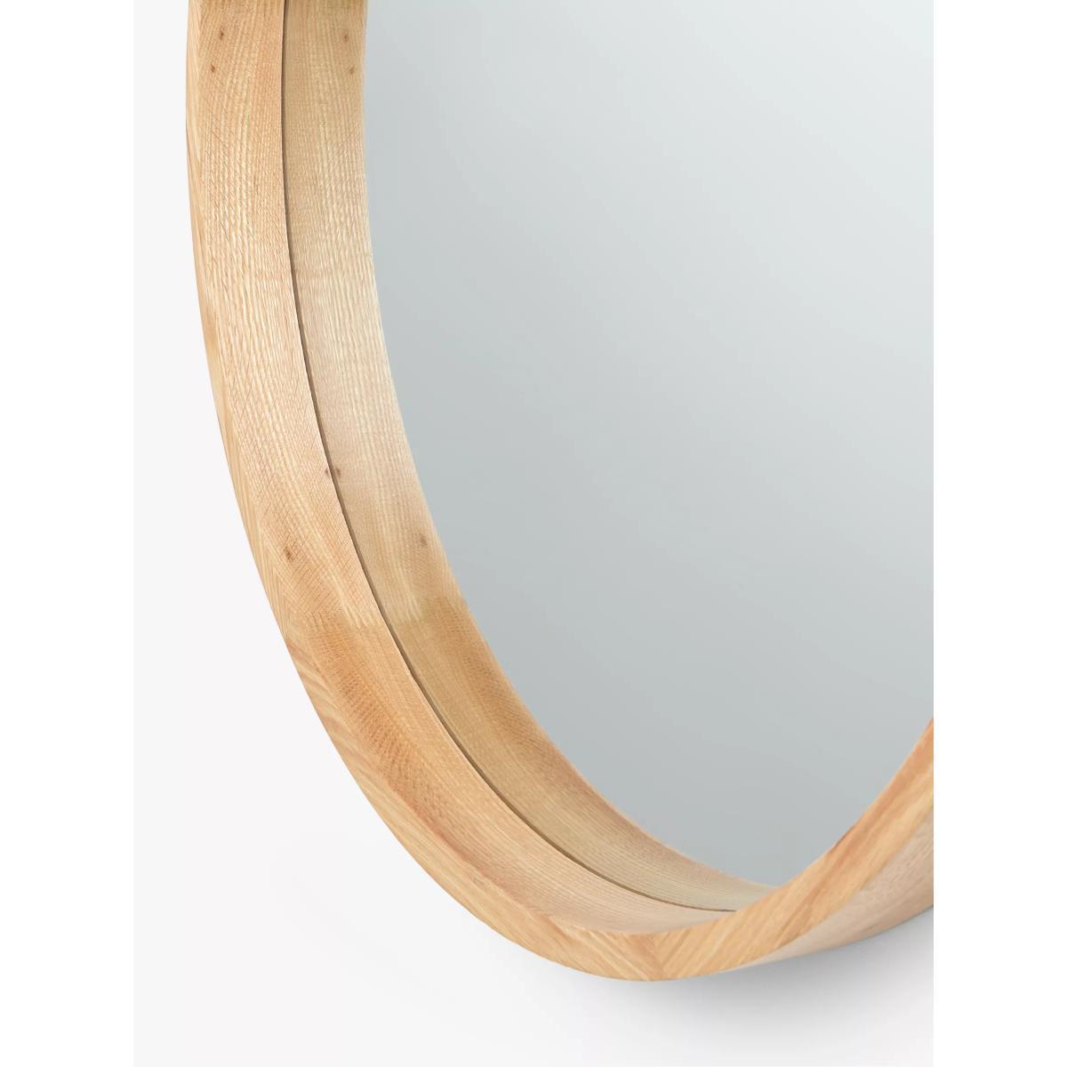 John Lewis & Partners Scandi Round Oak Wood Mirror, Natural – image 2