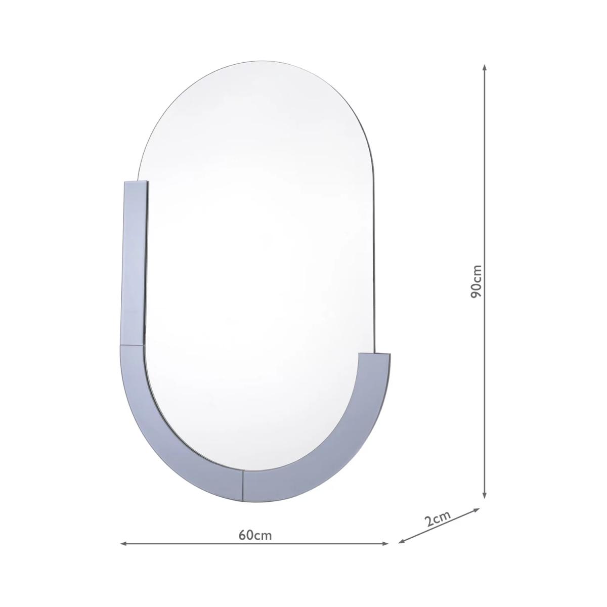 Där Kaylee Oval Wall Mirror, 90 x 60cm, Smoked Silver – image 4
