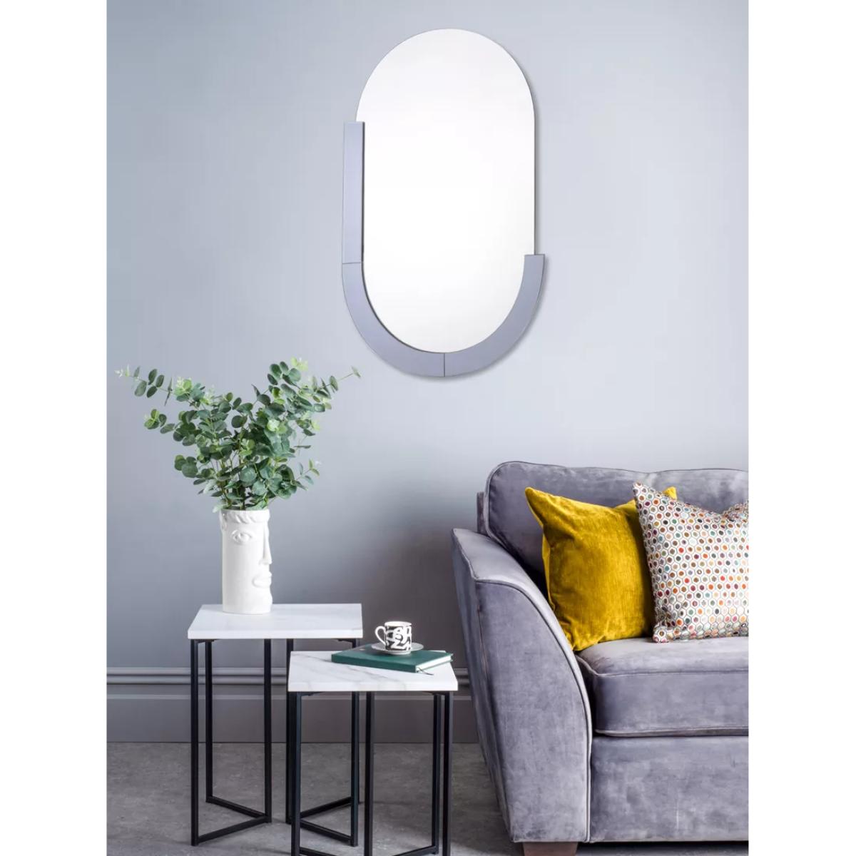 Där Kaylee Oval Wall Mirror, 90 x 60cm, Smoked Silver – image 5