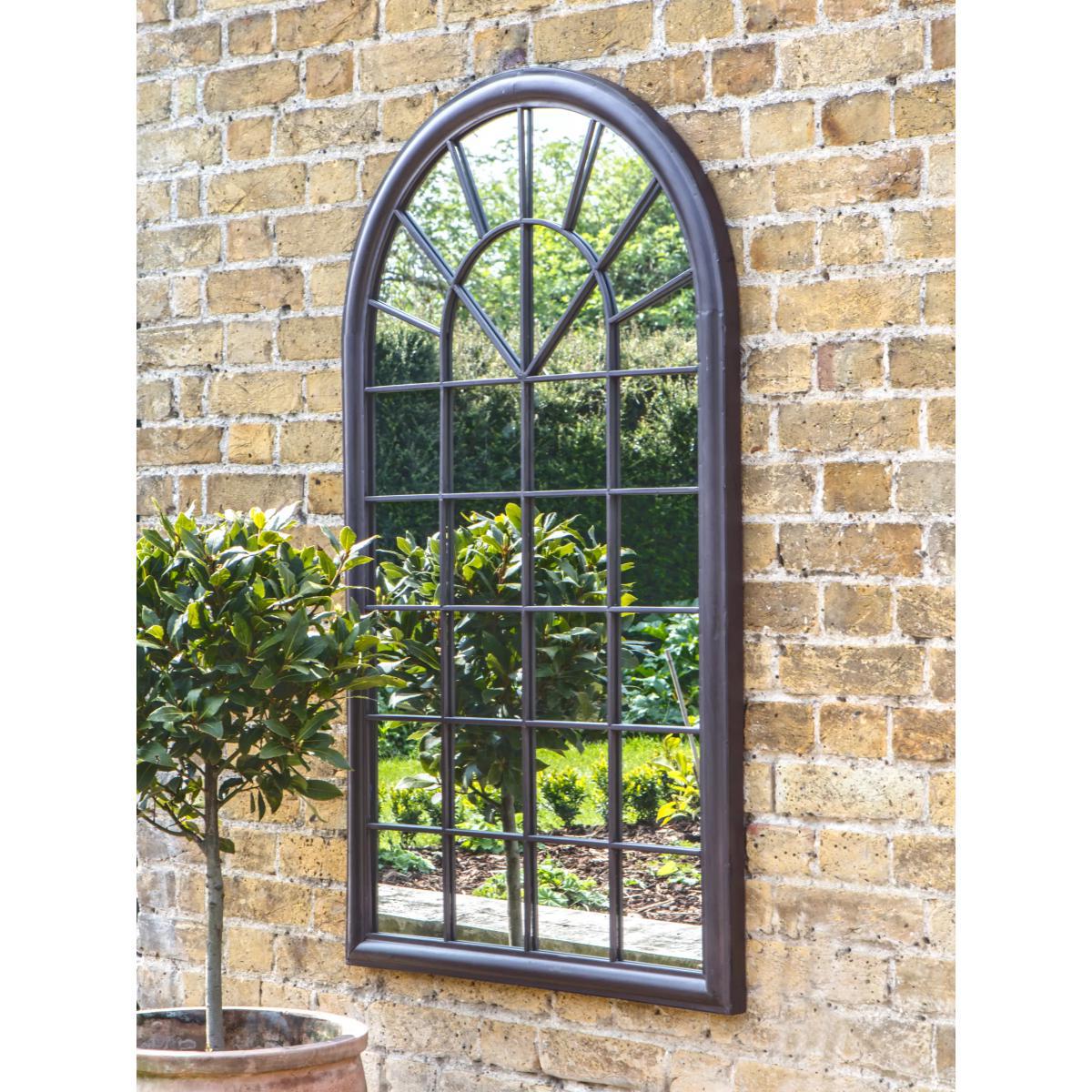 Fura Outdoor Garden Wall Window Style Arched Mirror, 131 x 75cm – image 5