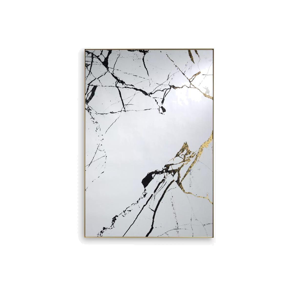 Deknudt Mirrors Marble Abstract Rectangular Wall Mirror, 121 x 83cm, Bronze/Gold – image 1