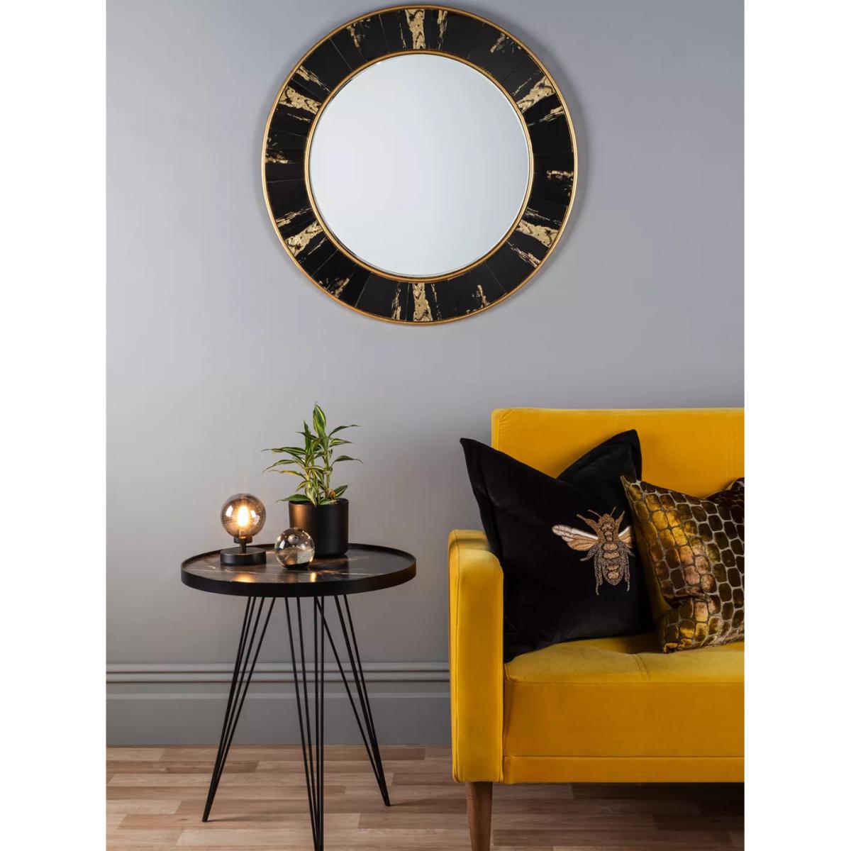 Där Sidone Round Wall Mirror, 80cm, Black/Gold – image 5
