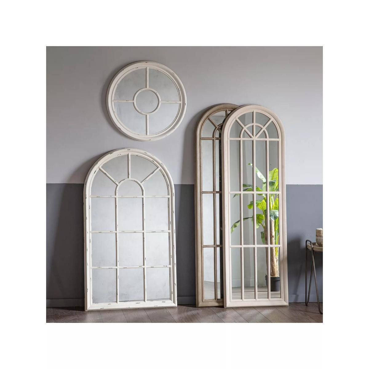 Curtis Arched Window Wood Frame Wall Mirror, 180 x 60cm, Natural – image 4