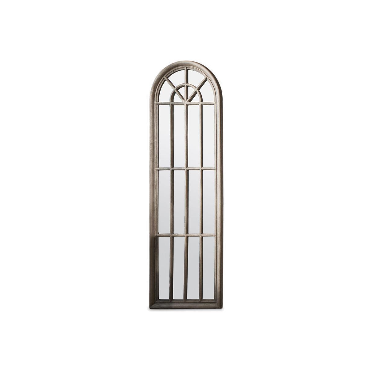 Curtis Arched Window Wood Frame Wall Mirror, 180 x 60cm, Natural – image 1