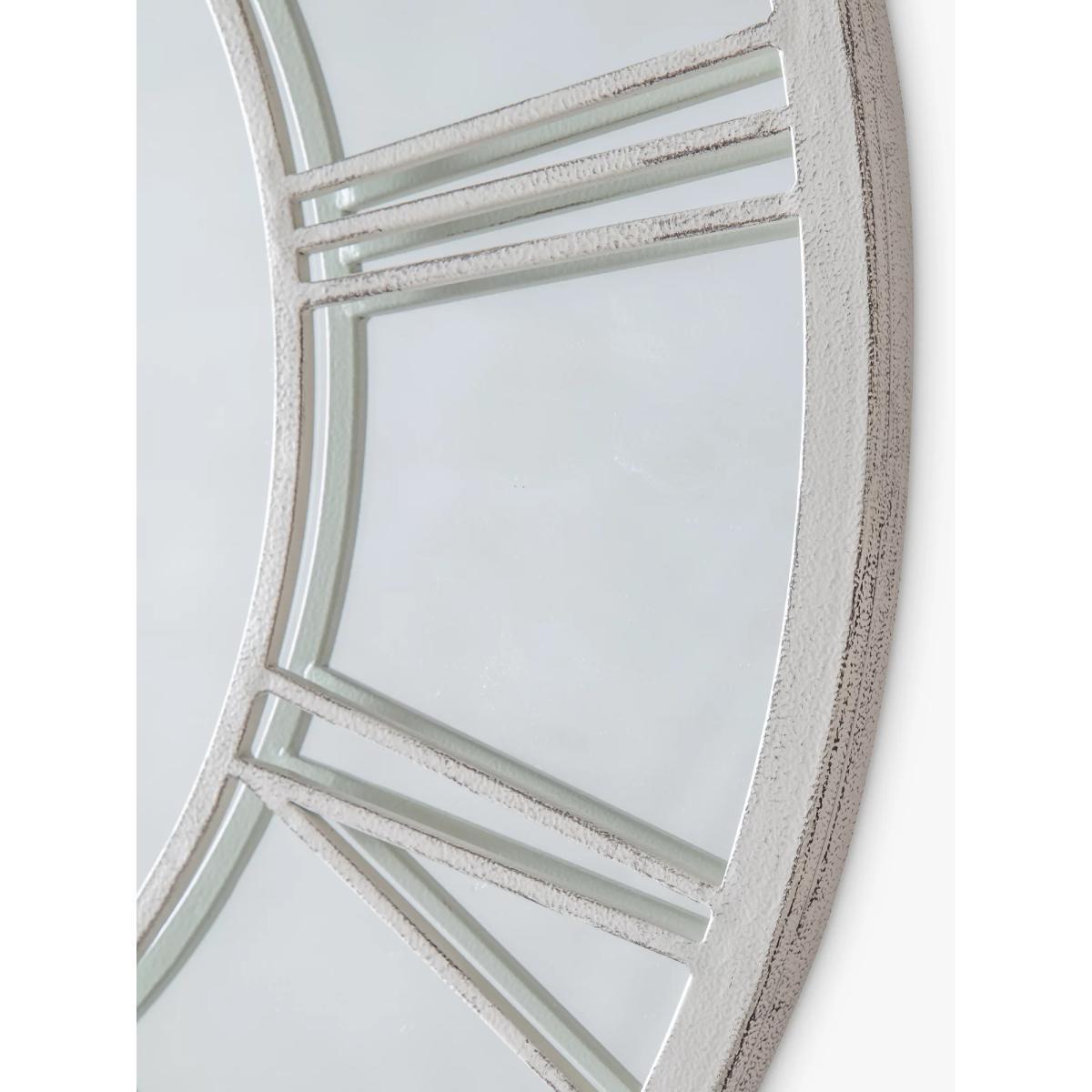 Roman Numeral Clock Style Metal Frame Indoor/Outdoor Wall Mirror, 85cm, White – image 5