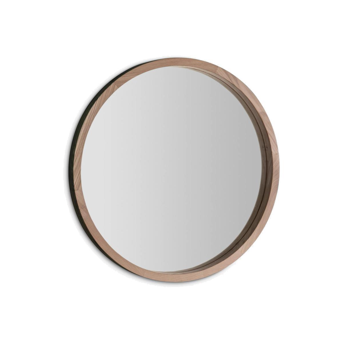 Bowman Round Oak Wood Frame Mirror, 70cm, Natural – image 1