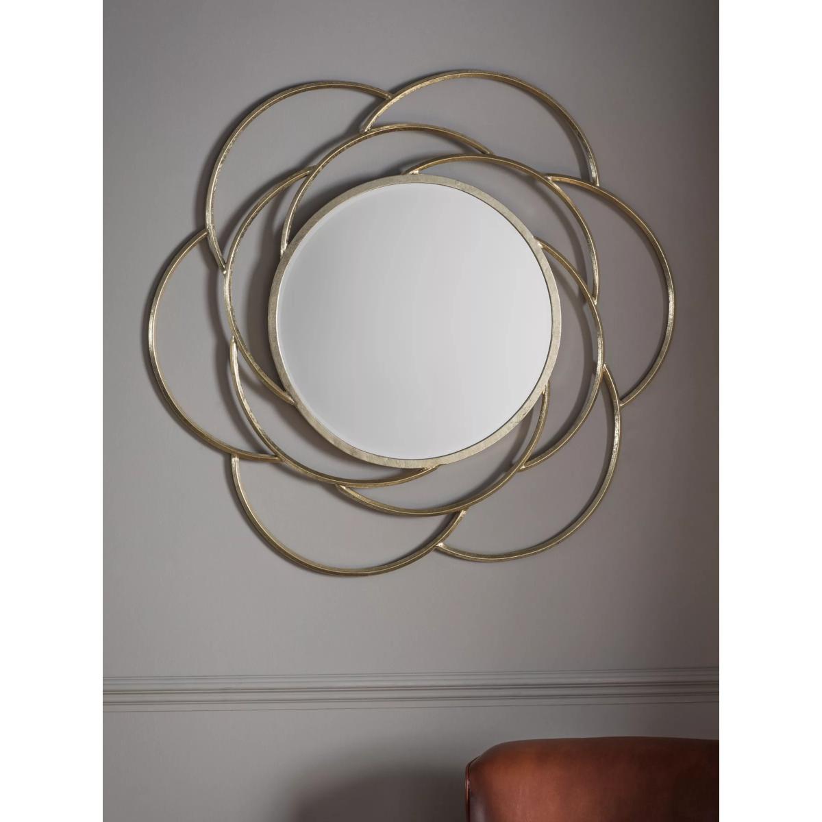 Bloomsbury Round Metal Frame Mirror, 91cm, Gold – image 2