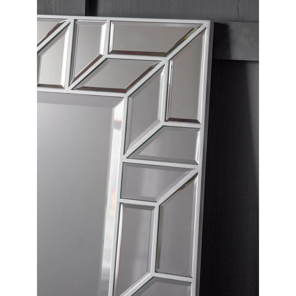 Verbier Rectangular Geometric Frame Wall Mirror, 118 x 89cm, Silver – image 3