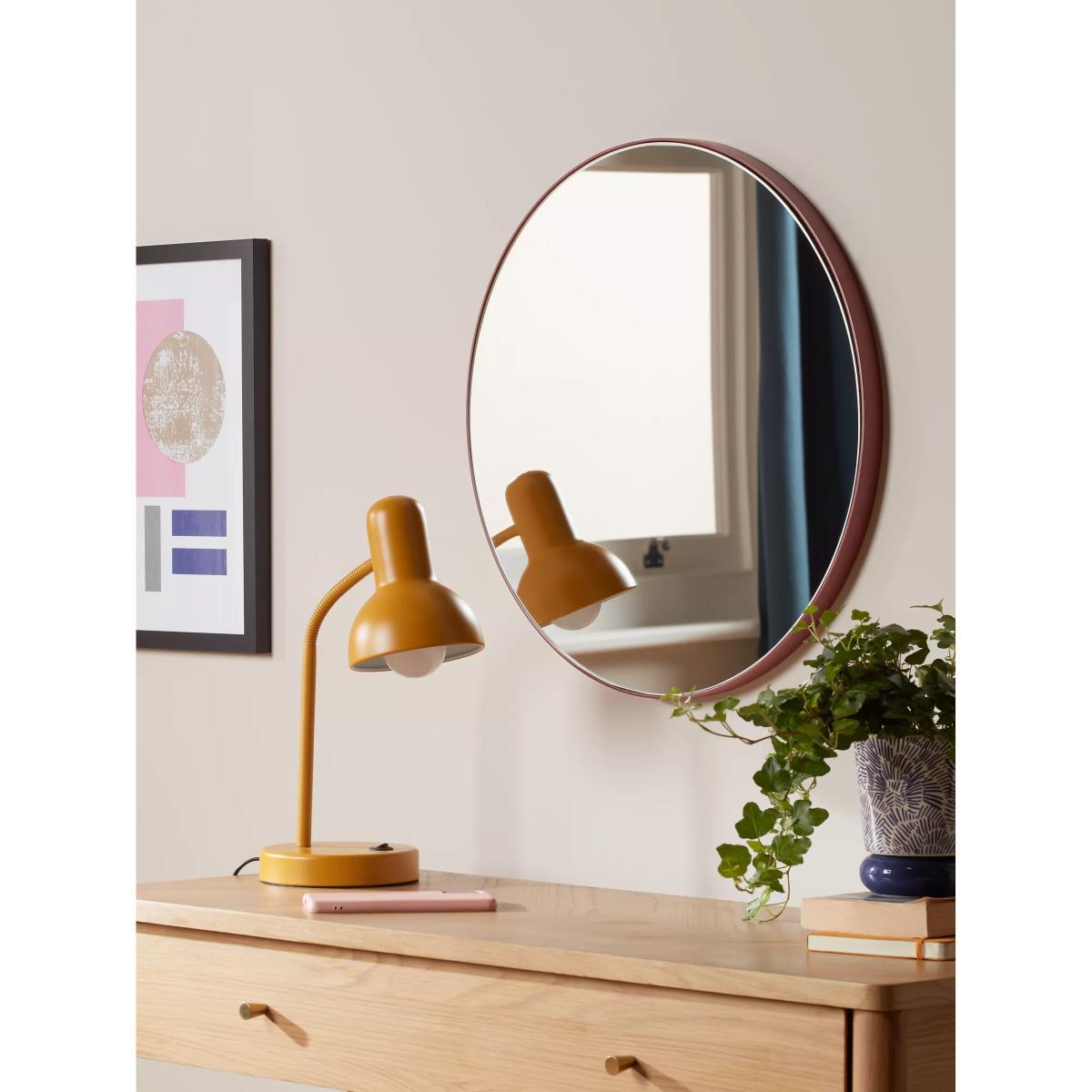 ANYDAY John Lewis & Partners Thin Metal Frame Round Wall Mirror, 50cm, Marsala – image 2