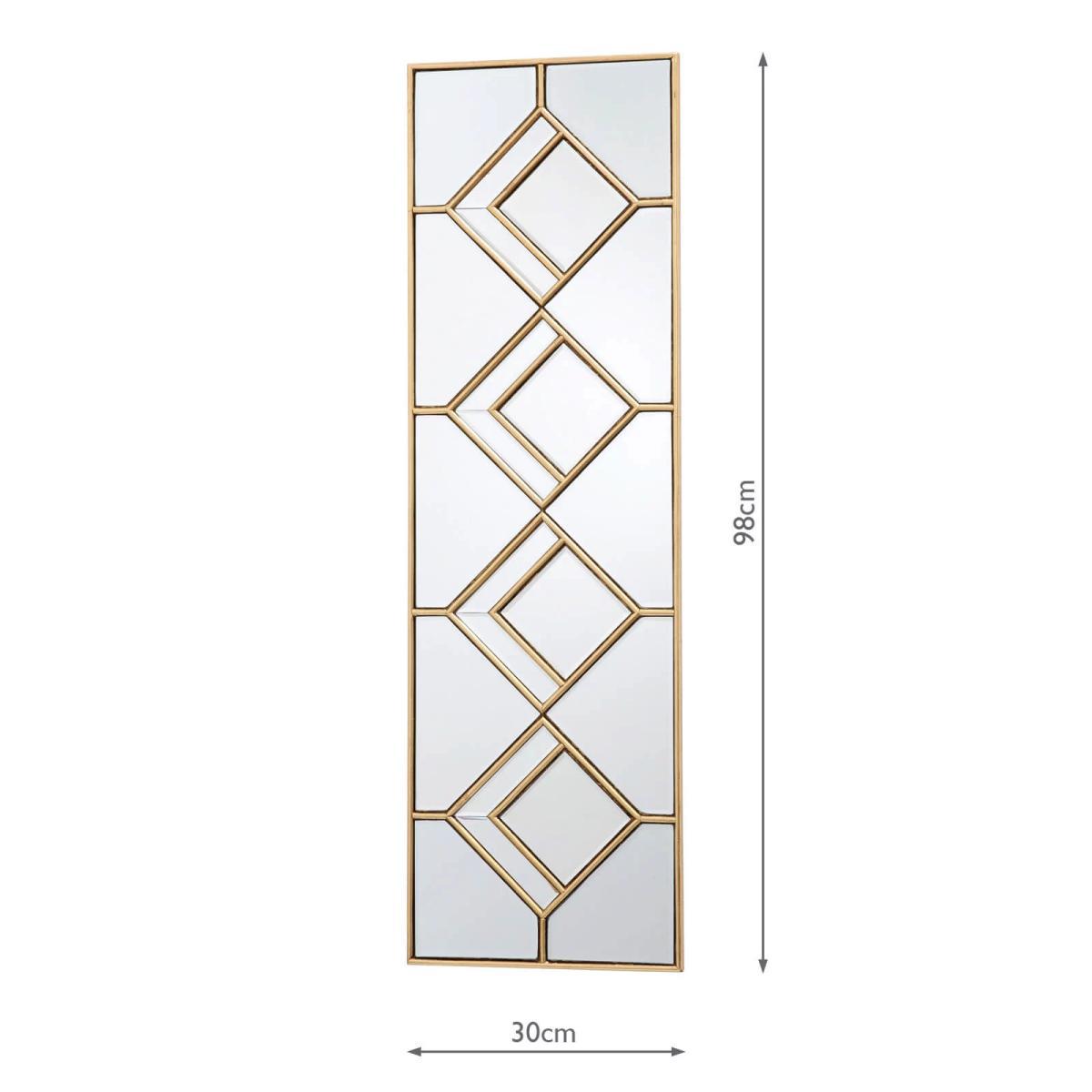 Där Kipton Decorative Rectangular Wall Mirror, 98 x 30cm, Gold – image 5