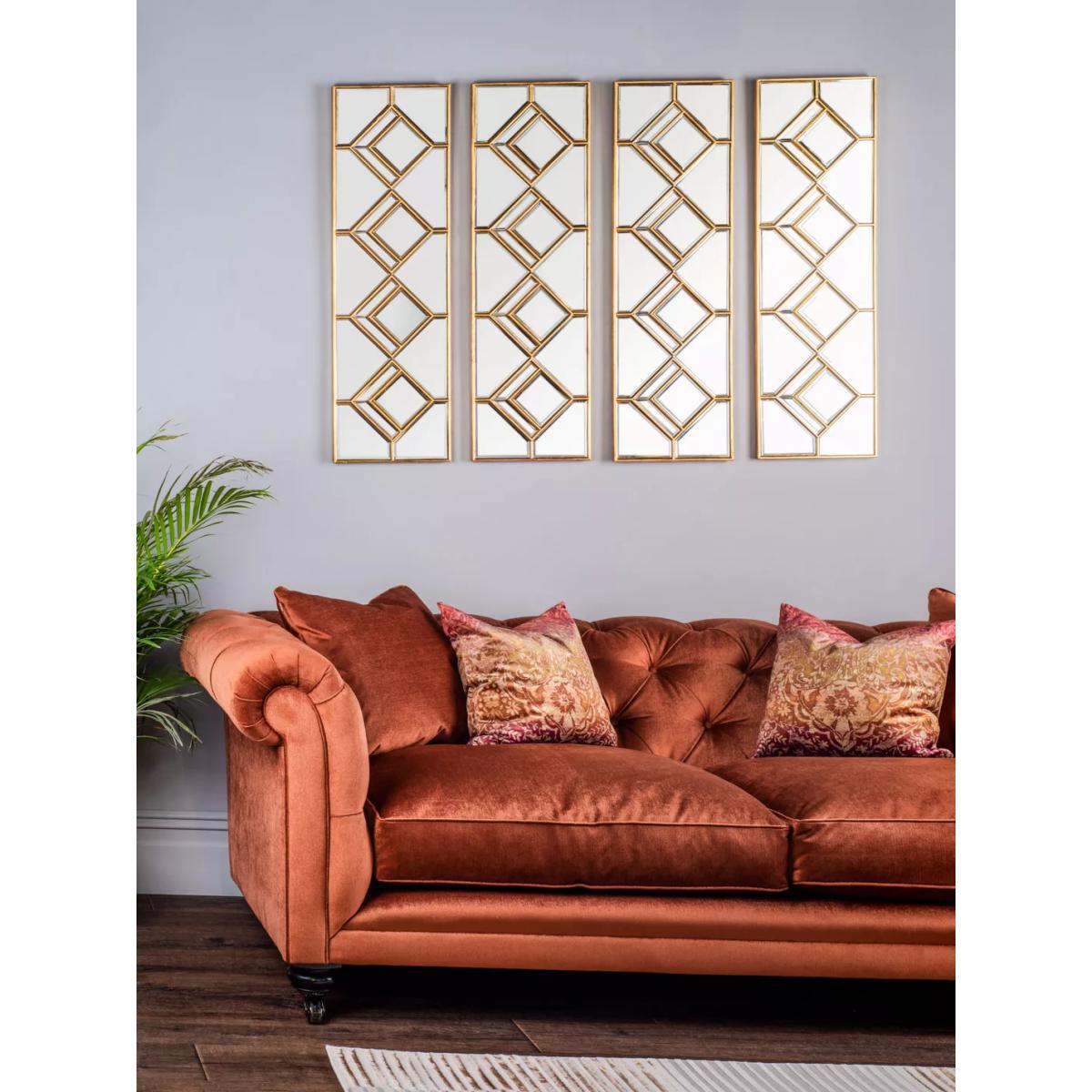 Där Kipton Decorative Rectangular Wall Mirror, 98 x 30cm, Gold – image 6