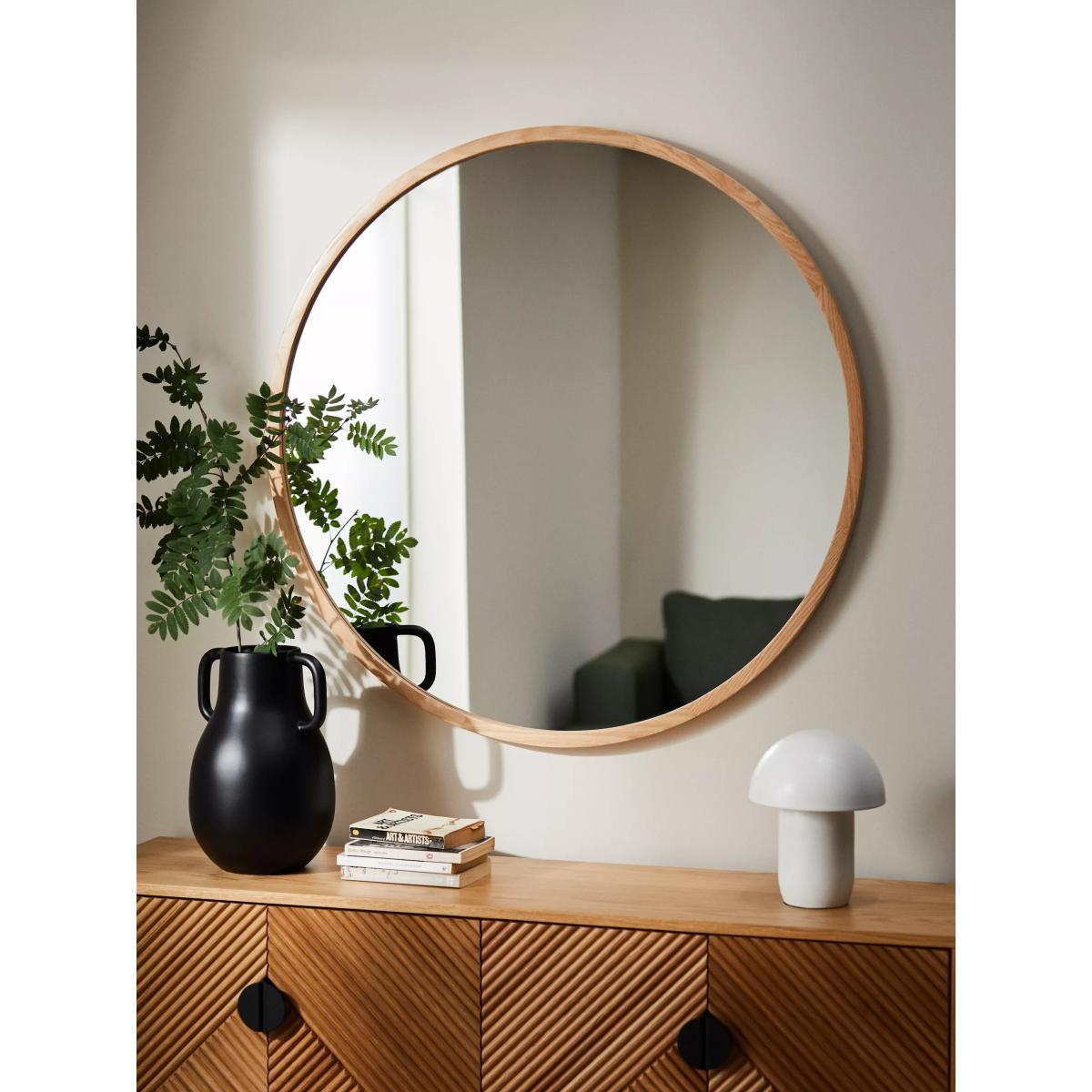 John Lewis Slim Solid Oak Wood Round Wall Mirror – image 4
