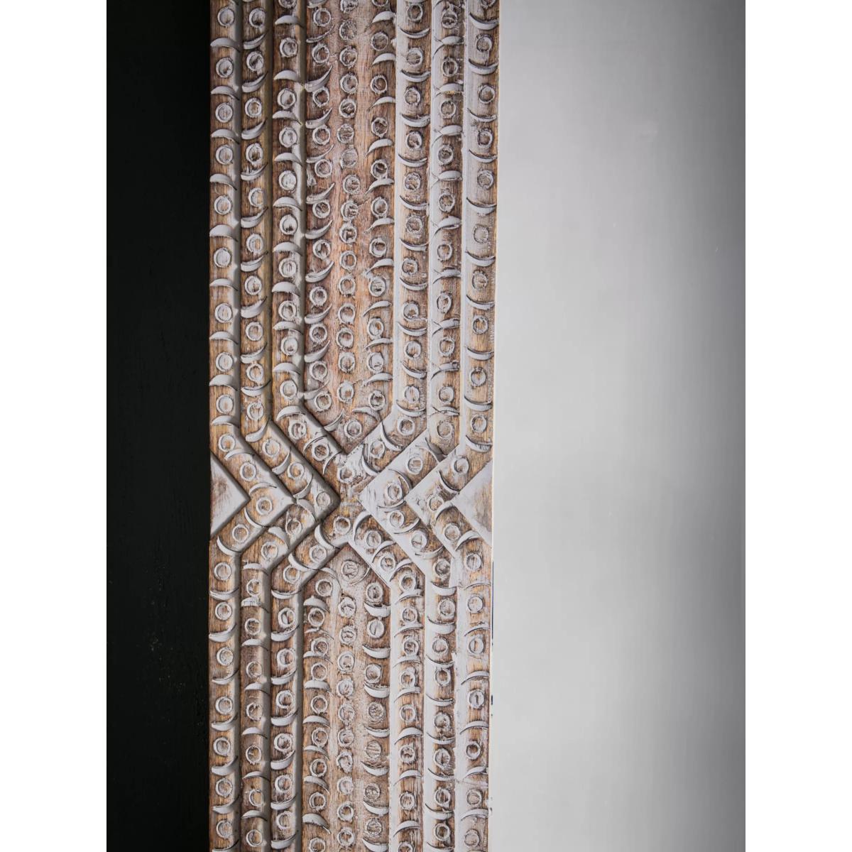 Chandi Rectangular Carved Frame Wall Mirror, 180 x 90cm, Natural – image 3
