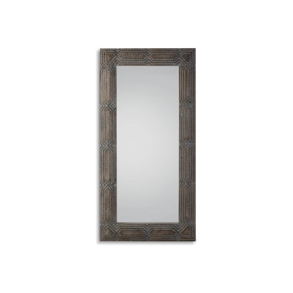 Chandi Rectangular Carved Frame Wall Mirror, 180 x 90cm, Natural – image 1