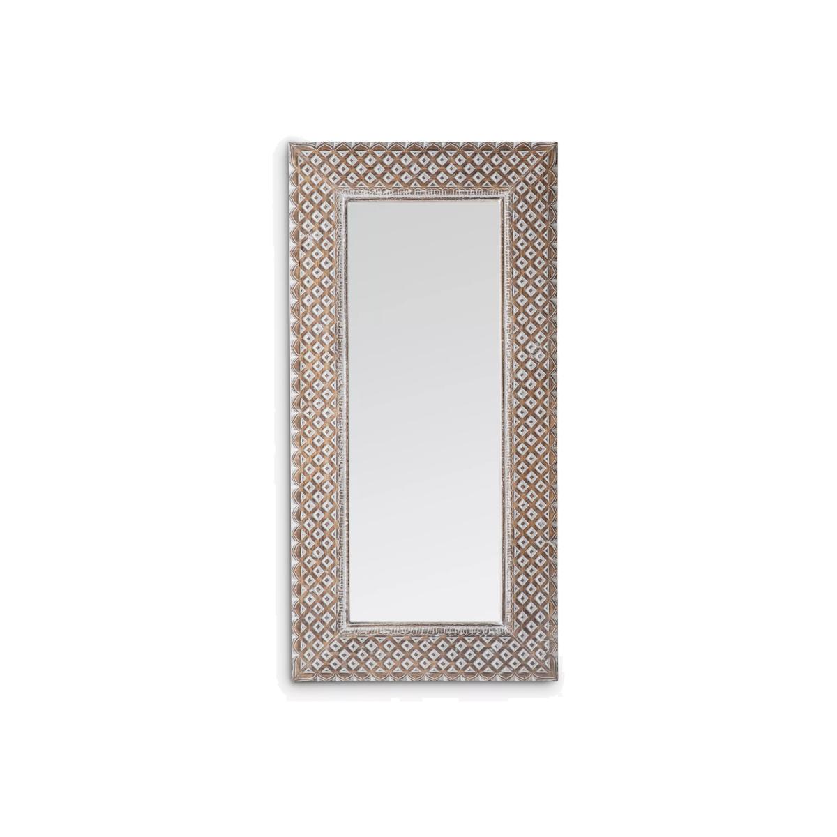 John Lewis & Partners Kanpur Rectangular Wood Frame Wall Mirror, 153 x 76cm, Natural – image 1