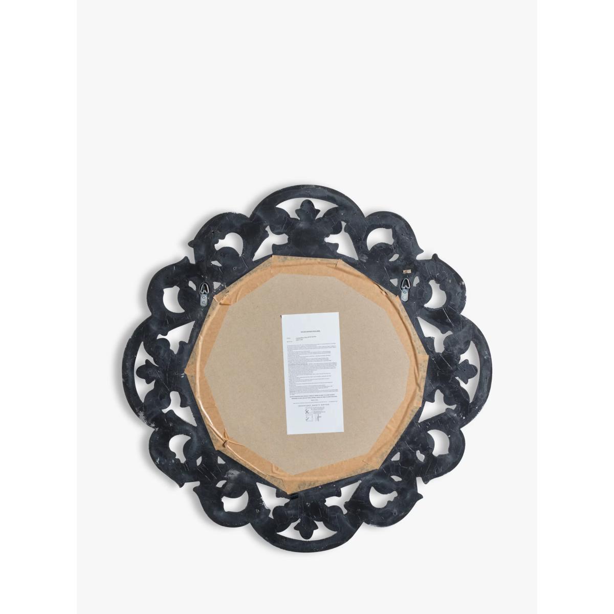 Decorative Leaf Motif Round Wall Mirror, 92.5cm, Antique Silver – image 4