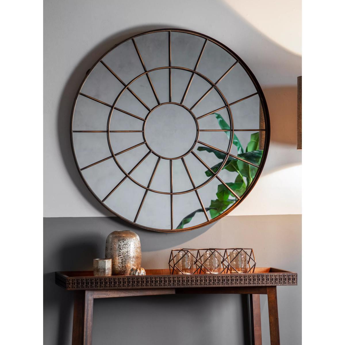 Battersea Large Round Metal Frame Mirror, 105cm, Bronze – image 2