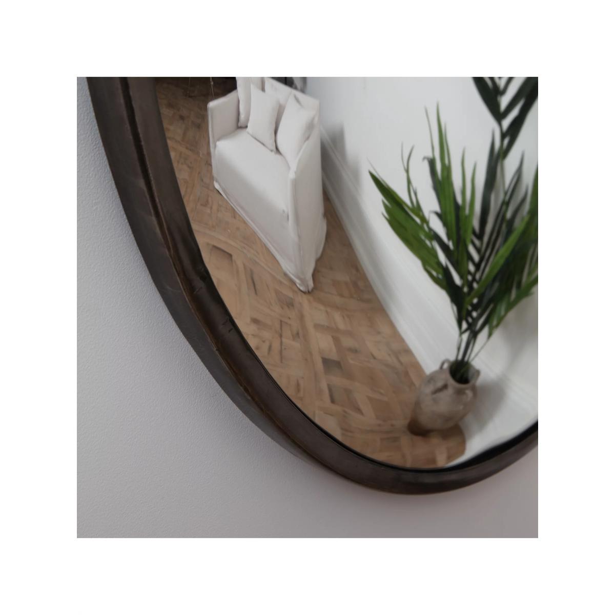 Pure White Lines Round Steel Convex Wall Mirror, Gunmetal Grey – image 2