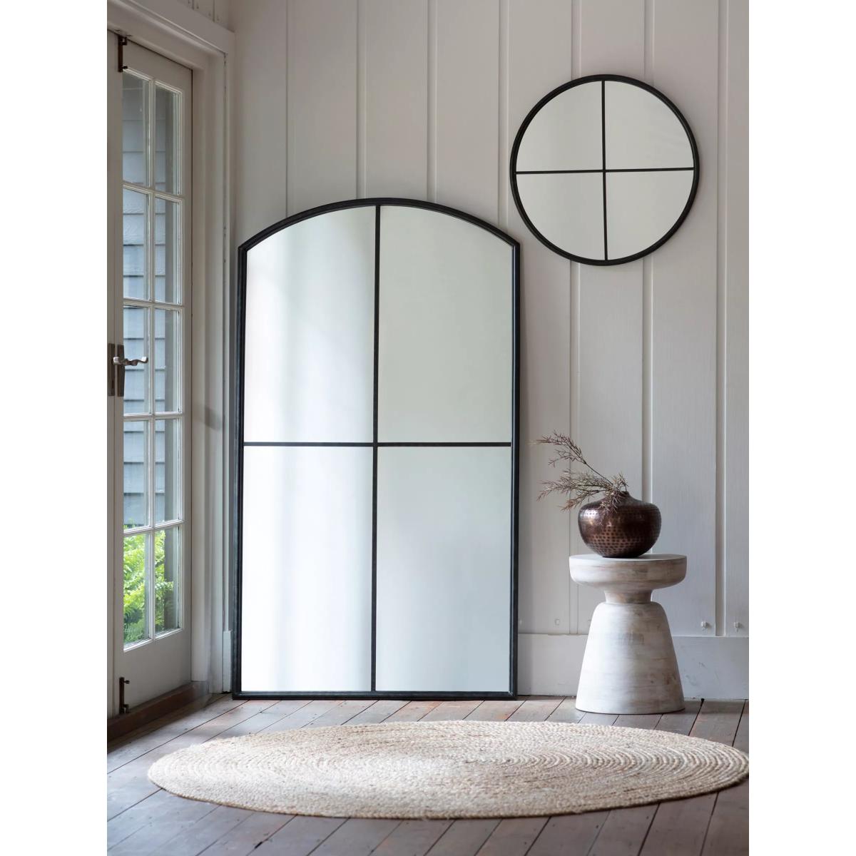 Frida Round Window Metal Frame Wall Mirror, 60cm, Black – image 2