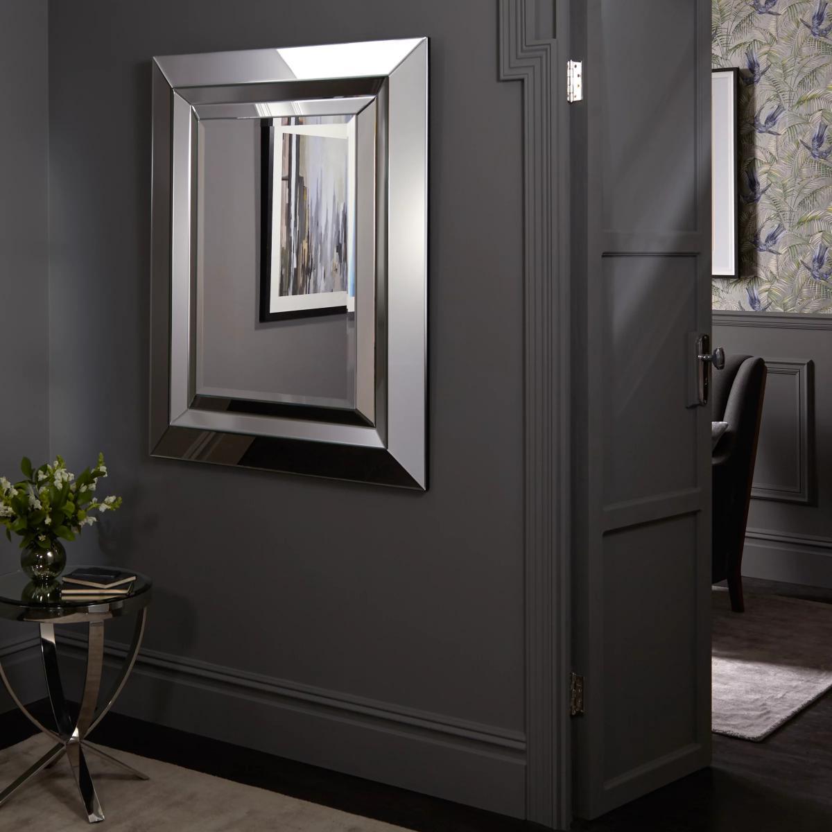 Modena Rectangular Wall Mirror, Silver, 109 x 79cm – image 4
